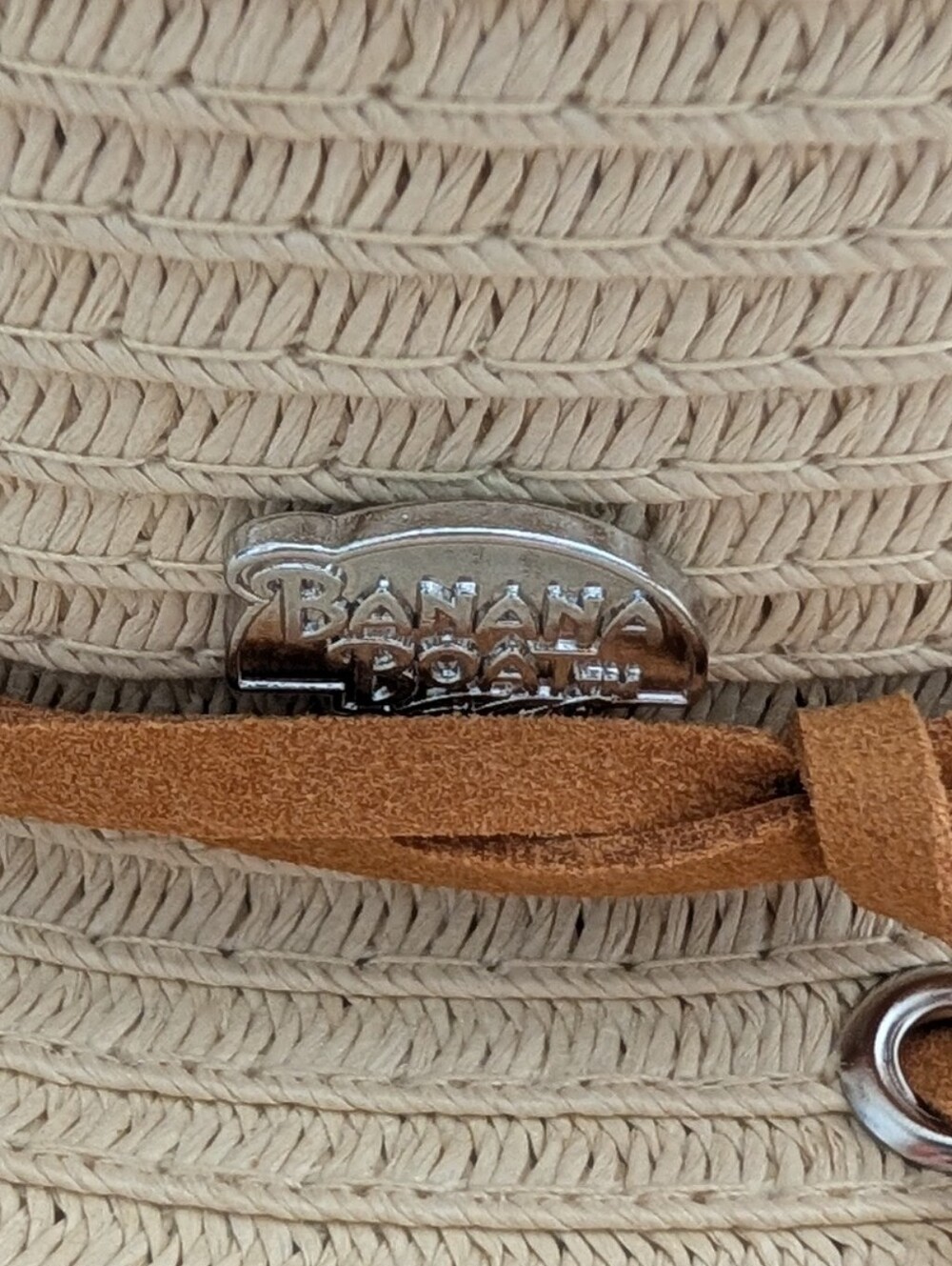 NWT Banana Boat Beige Wide-Brim Ladies Sun Hat with Tan Trim - Picture 2 of 6